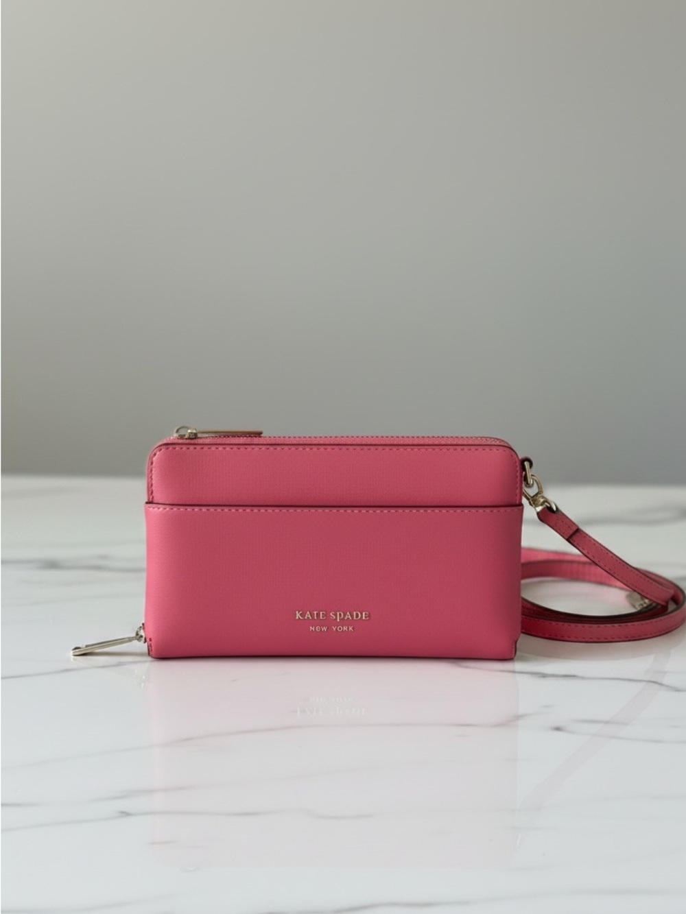 kate spade Pink Slim Crossbody Wallet with Gold Hardware